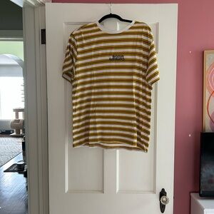 Brixton Mustard and White Striped Tee